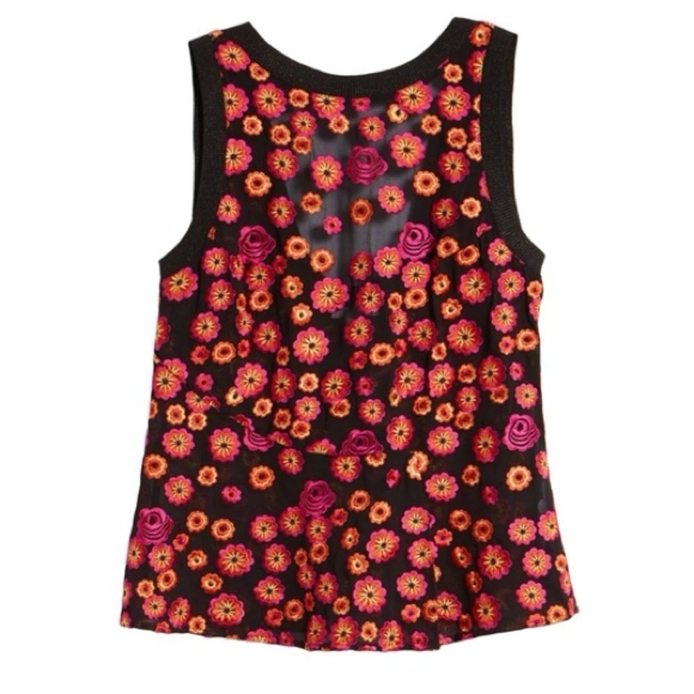 Lewit Floral All Over Embroidered Tank Top Size Large